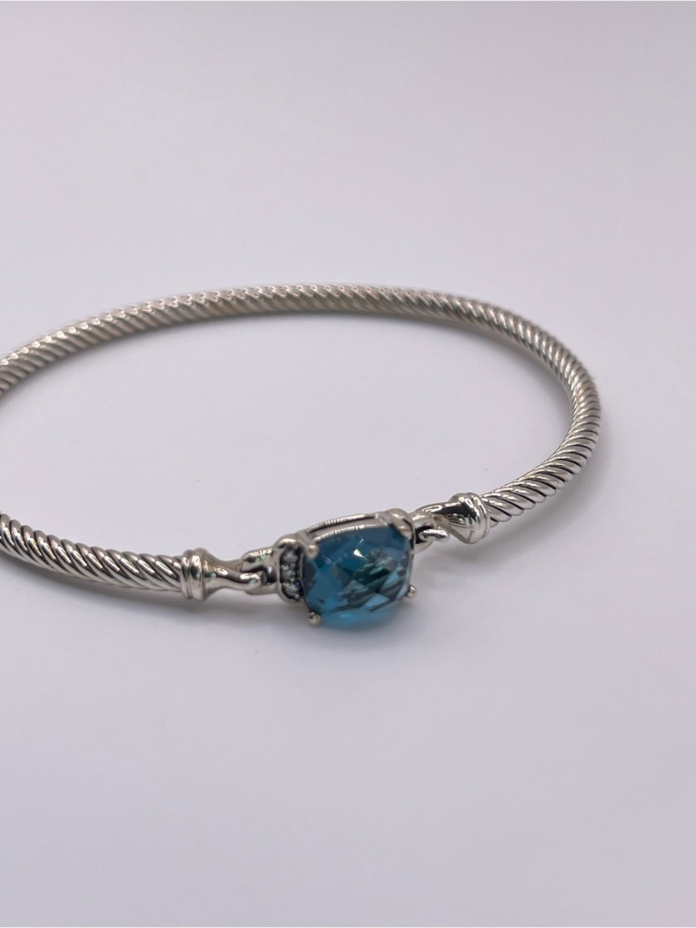 David Yurman Petite Wheaton Bracelet with Hampton Blue Topaz and Diamonds - Picture 8 of 13